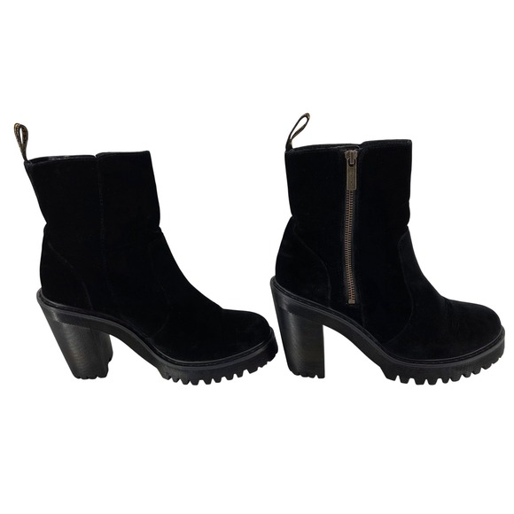 Dr. Martens Magdalena II Black Velvet Heeled Platform Ankle Boots 9 - Picture 6 of 9